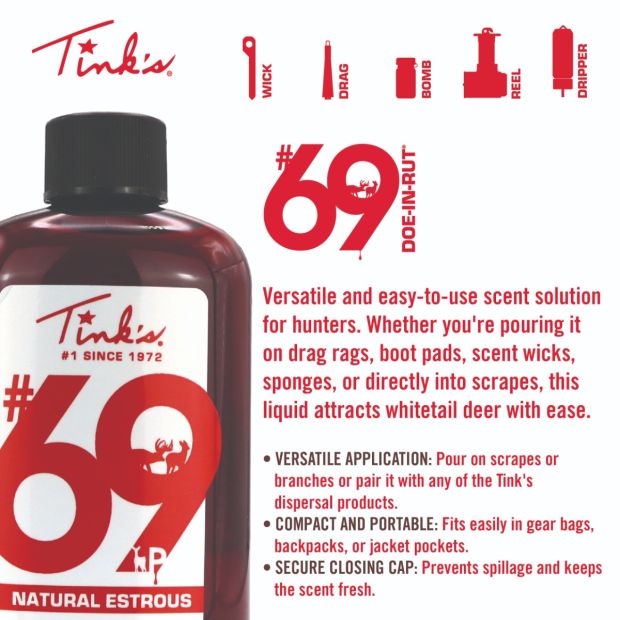 Tink's #69 Doe-In-Rut Plastic Bottle | 1oz. / 4oz. | W6366 / W6202