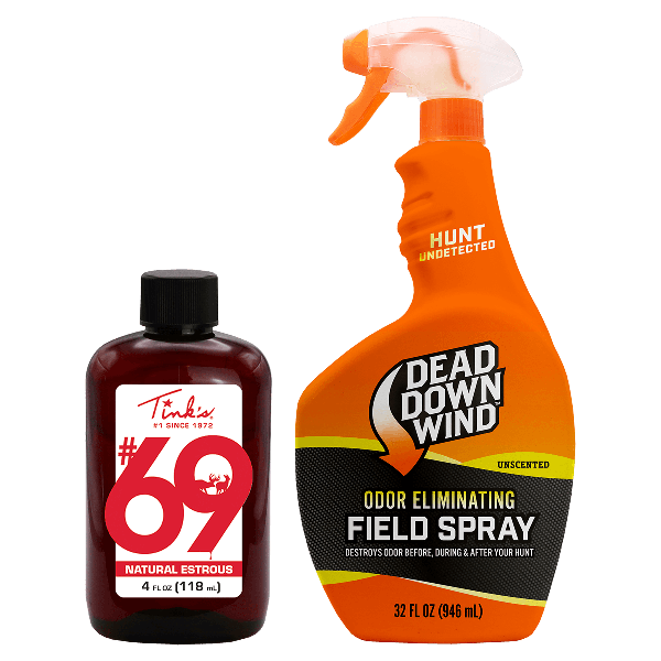 Tink’s® #69 Doe-In-Rut® 4oz + Dead Down Wind™ Field Spray 32oz