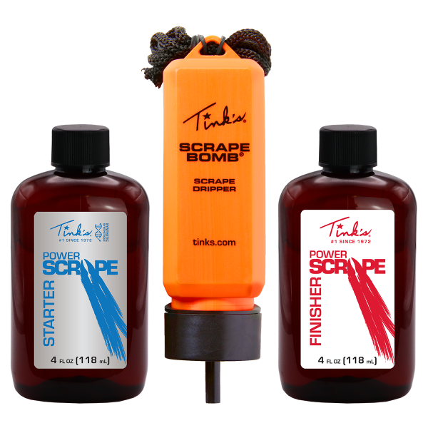 Tink's® Power Scrape® All-Season Kit bottles and hanging wick device on white - W5226