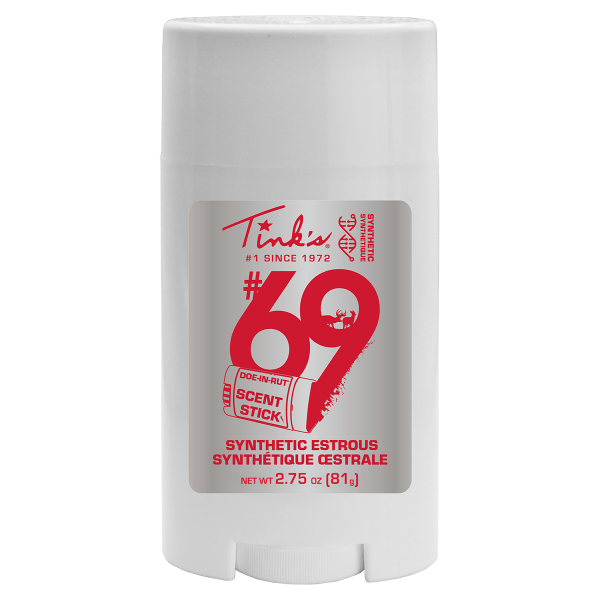 #69 Doe-In-Rut Synthetic Stick 2.75oz upright twist-up stick on plain white background - W5283