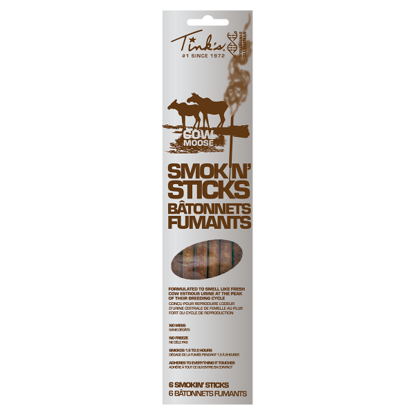 Tink's® Moose Smokin’ Sticks – Cow Estrous front of hanging blister pack - W6103 BL