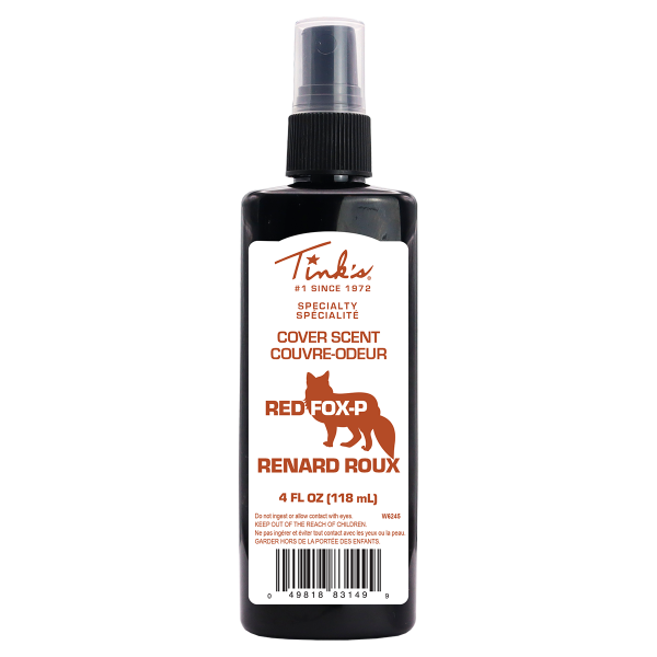 Tink's® Red Fox-P® Cover Scent - 4 oz. black spray bottle with white label - W6245
