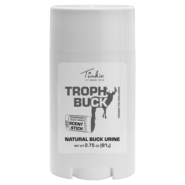 Tink's Trophy Buck Scent Stick Natural front of white stick container - W6247 WM